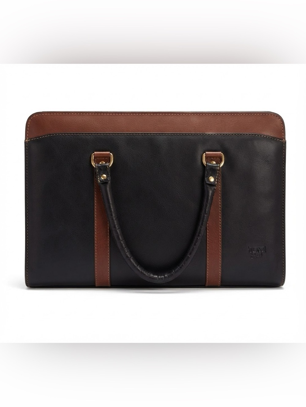 Vintage Y2K leather brief case black brown